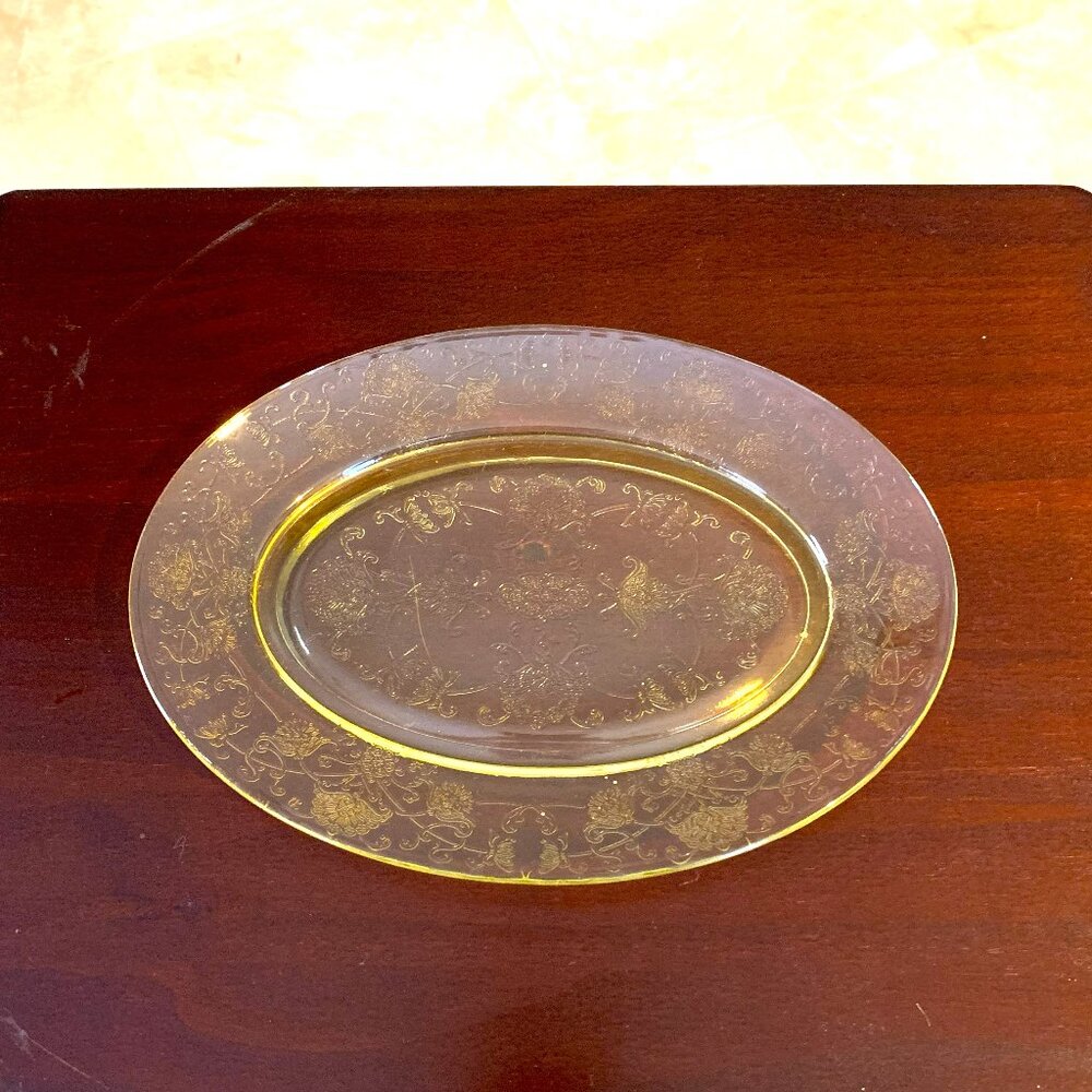 Vintage Hazel Atlas Florentine #2 'Poppy' Yellow -11 Inch Serving Platter